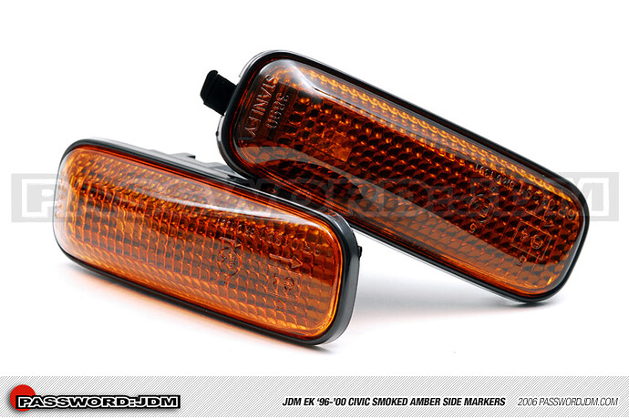 JDM EK '96-'00 Civic Side Markers with Sockets (Smoked Amber) Large.jpg